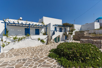 Fototapeta premium Typical street in town of Parakia, Paros island, Cyclades, Greece
