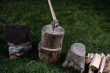 preparing to chop wood 