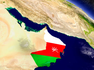 Oman with embedded flag on Earth