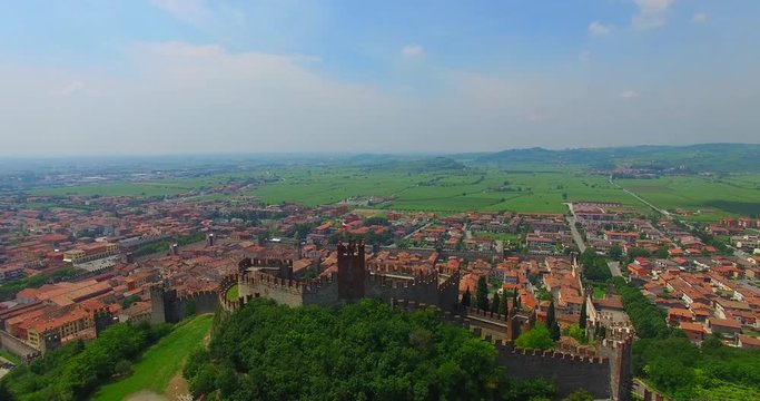 Soave (Italy) surrounded by vineyards that produce one of the most appreciated Italian white wines, and its famous medieval castle.