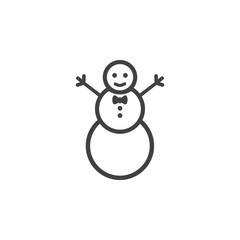 Vector icon of snowman with hat on the white background. New Year set of icons, Christmas holidays