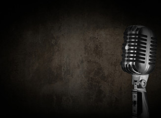 Grunge old retro microphone background