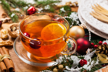 Christmas Holiday Tea Time. Selective focus.