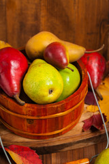 Pears on a Wooden Table. Selective focus.