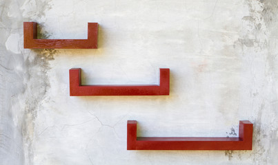 Wood shelf on cement wall