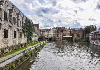 View of a canal in Ghent, Belgium, Europe