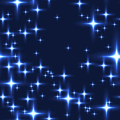 Blue seamless background with shining stars.