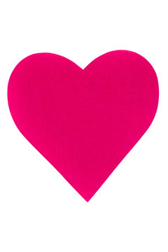 Felt Pink Heart Isolated on a white background