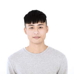 closeup asian young man face portrait