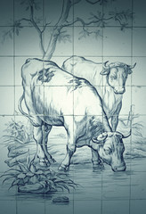 Tiles with cows