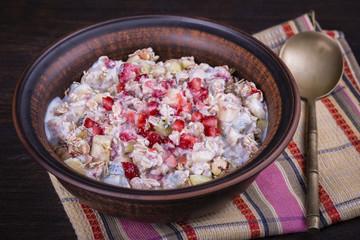 Muesli with lots of dry fruits, nuts, berries and grains