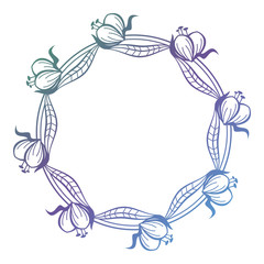 Beautiful round floral frame with gradient fill. 