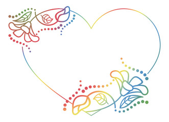 Beautiful heart-shaped floral frame with gradient fill. 