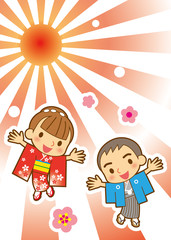 新年　晴着のカップル