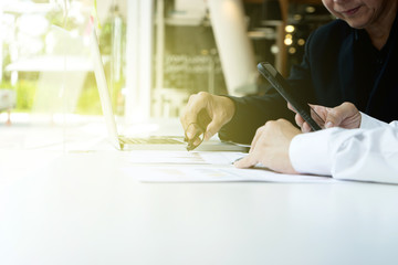 group of businessman work together