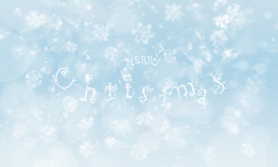 Merry christmas snowflakes blurred background