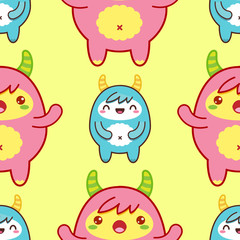 Seamless pattern with cute yeti. Vector illustration