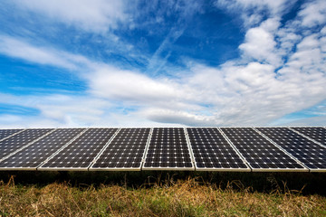 Solar panel, photovoltaic, alternative electricity source - selective focus, copy space