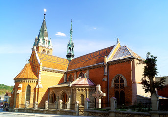 Fototapeta na wymiar Medieval picturesque church in Chortkiv