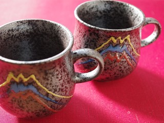 Image of Mt. Fuji bizen ware coffee cups