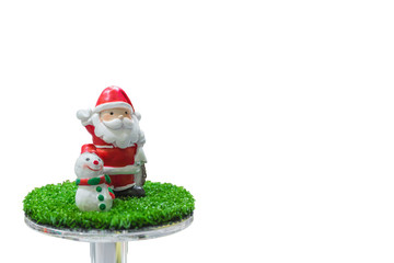 Santa Claus dolls and snowman for Christmas decorations isolated on whith background with clipping path