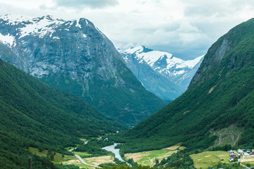 Naklejka na ściany i meble Mountains summer landscape in Norway.