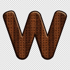 Font letter W with Chocolate Biscuit effect. Perfect applicable saved working/ clipping path for design project.
