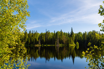 Fototapeta na wymiar Beautiful lake in a remote area on the island of Valaam. Russia.