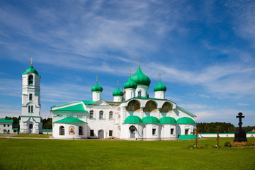 Fototapeta na wymiar Transfiguration complex Holy Trinity Alexander Svirsky Monastery. North of Russia