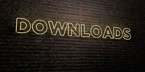 DOWNLOADS -Realistic Neon Sign on Brick Wall background - 3D rendered royalty free stock image. Can be used for online banner ads and direct mailers..