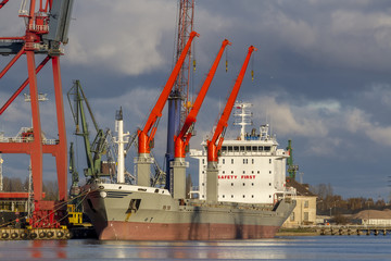Fototapeta premium Industrial view - the ship in port