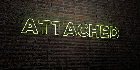 ATTACHED -Realistic Neon Sign on Brick Wall background - 3D rendered royalty free stock image. Can be used for online banner ads and direct mailers..