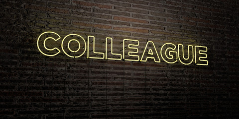 COLLEAGUE -Realistic Neon Sign on Brick Wall background - 3D rendered royalty free stock image. Can be used for online banner ads and direct mailers..