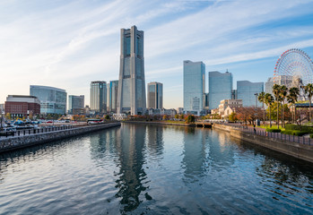 Fototapeta na wymiar Yokohama Minato Mirai 21 seaside urban area in Japan