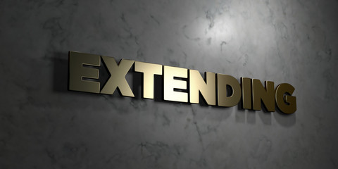 Extending - Gold text on black background - 3D rendered royalty free stock picture. This image can be used for an online website banner ad or a print postcard.