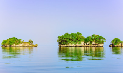 Ocean island of blue water