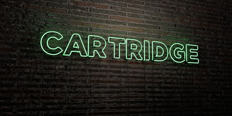 CARTRIDGE -Realistic Neon Sign on Brick Wall background - 3D rendered royalty free stock image. Can be used for online banner ads and direct mailers..