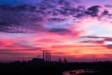 evening  sky  in industrial area