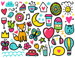 Doodles cute elements