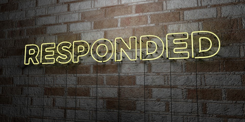 RESPONDED - Glowing Neon Sign on stonework wall - 3D rendered royalty free stock illustration.  Can be used for online banner ads and direct mailers..