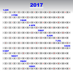Design 2017 calendar simple template 12 months