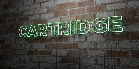 CARTRIDGE - Glowing Neon Sign on stonework wall - 3D rendered royalty free stock illustration.  Can be used for online banner ads and direct mailers..