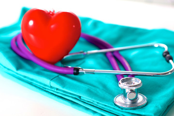 Stethoscope on a background of medical coat