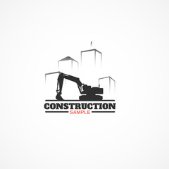 Naklejka premium Excavator and buildings.