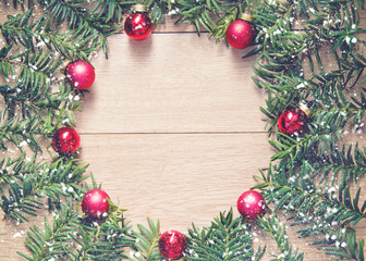 Christmas background frame with christmas balls