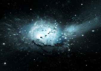 Stars, dust and gas nebula in a far galaxy