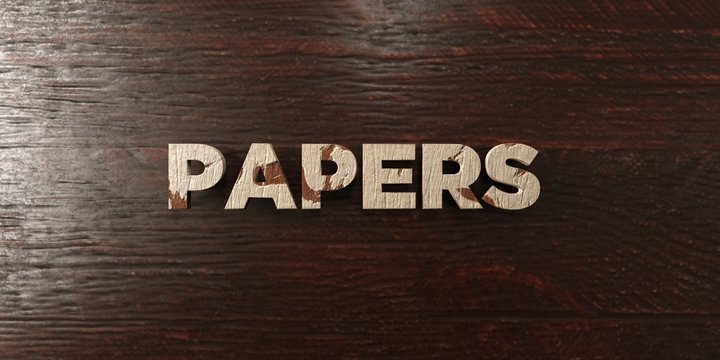Papers - grungy wooden headline on Maple  - 3D rendered royalty free stock image. This image can be used for an online website banner ad or a print postcard.