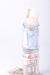 euro savings hidden in a jar