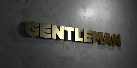 Gentleman - Gold text on black background - 3D rendered royalty free stock picture. This image can be used for an online website banner ad or a print postcard.