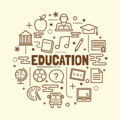 education minimal thin line icons set
